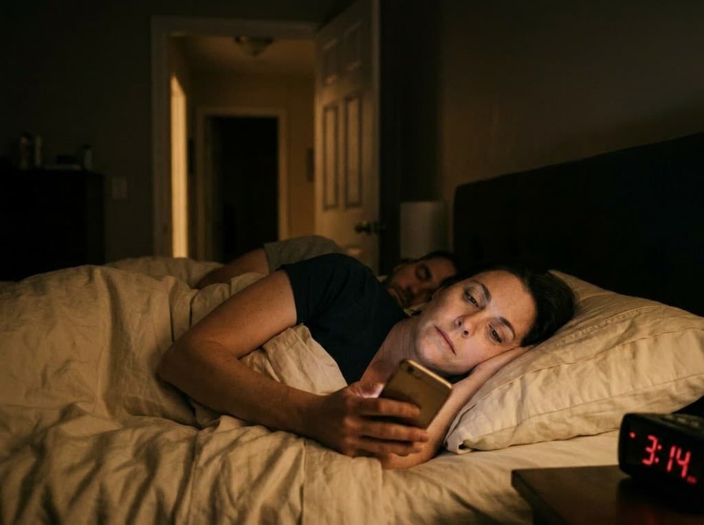 A mother lying awake at night mentally running through the next day's family schedule